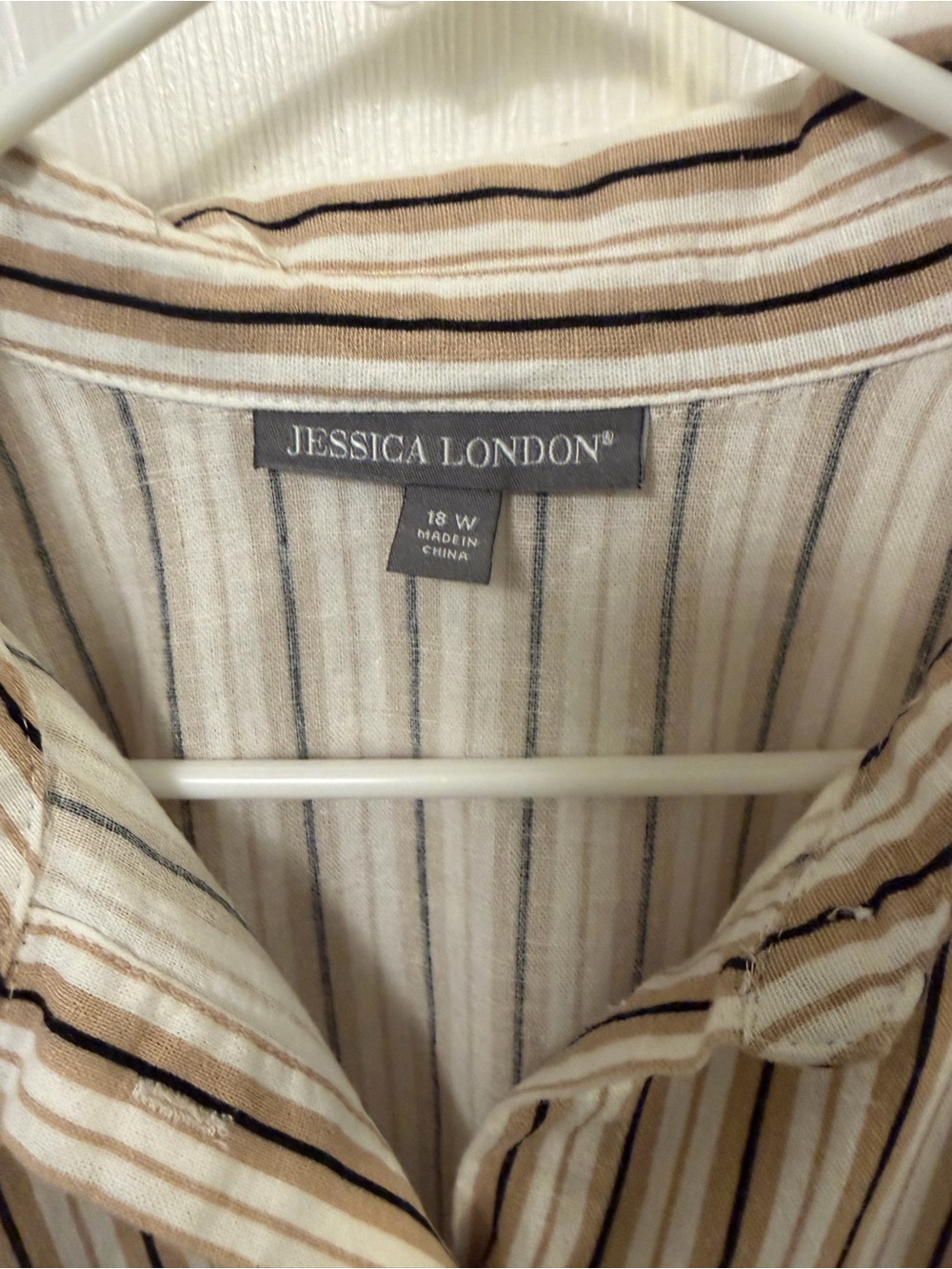 Jessica London Long Sleeve Button-Up baggie, oversized stripe shirt - Picture 7 of 8